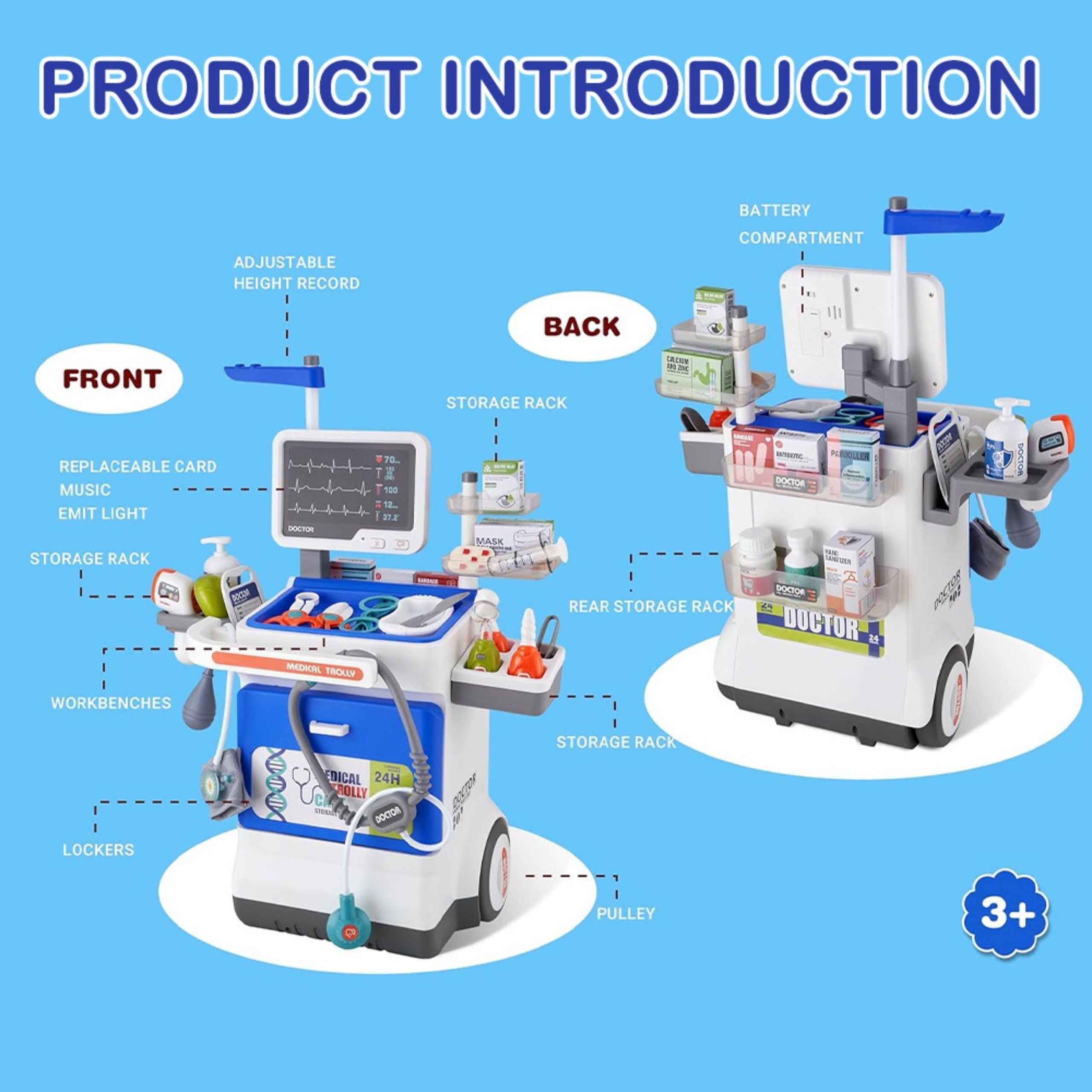 Woopie Interactive Little Doctor's Trolley Medical Set X-ray 115cm