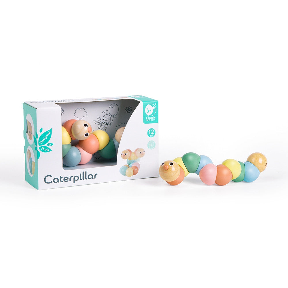Classic World Wooden Caterpillar Colorful For Bending And Twisting