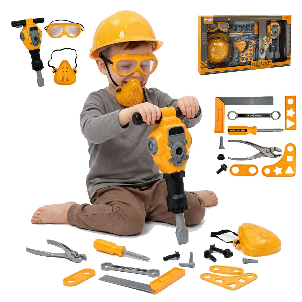 Woopie Little Handyman Sada nářadí Brýle Helma Pneumatické kladivo 21 ks.