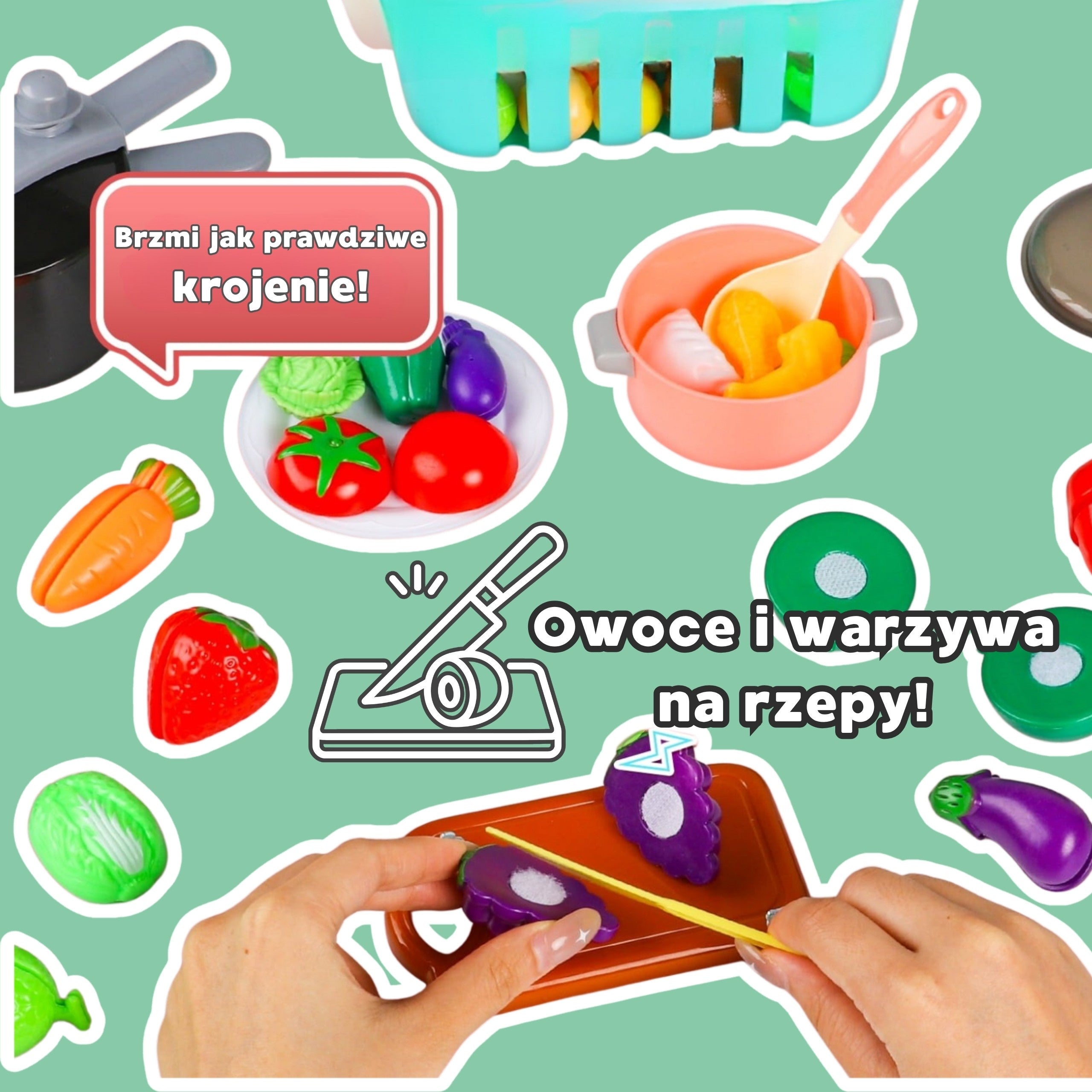 Woopie Комплект кухненски аксесоари Играчка за готвене 108 бр. Зелен