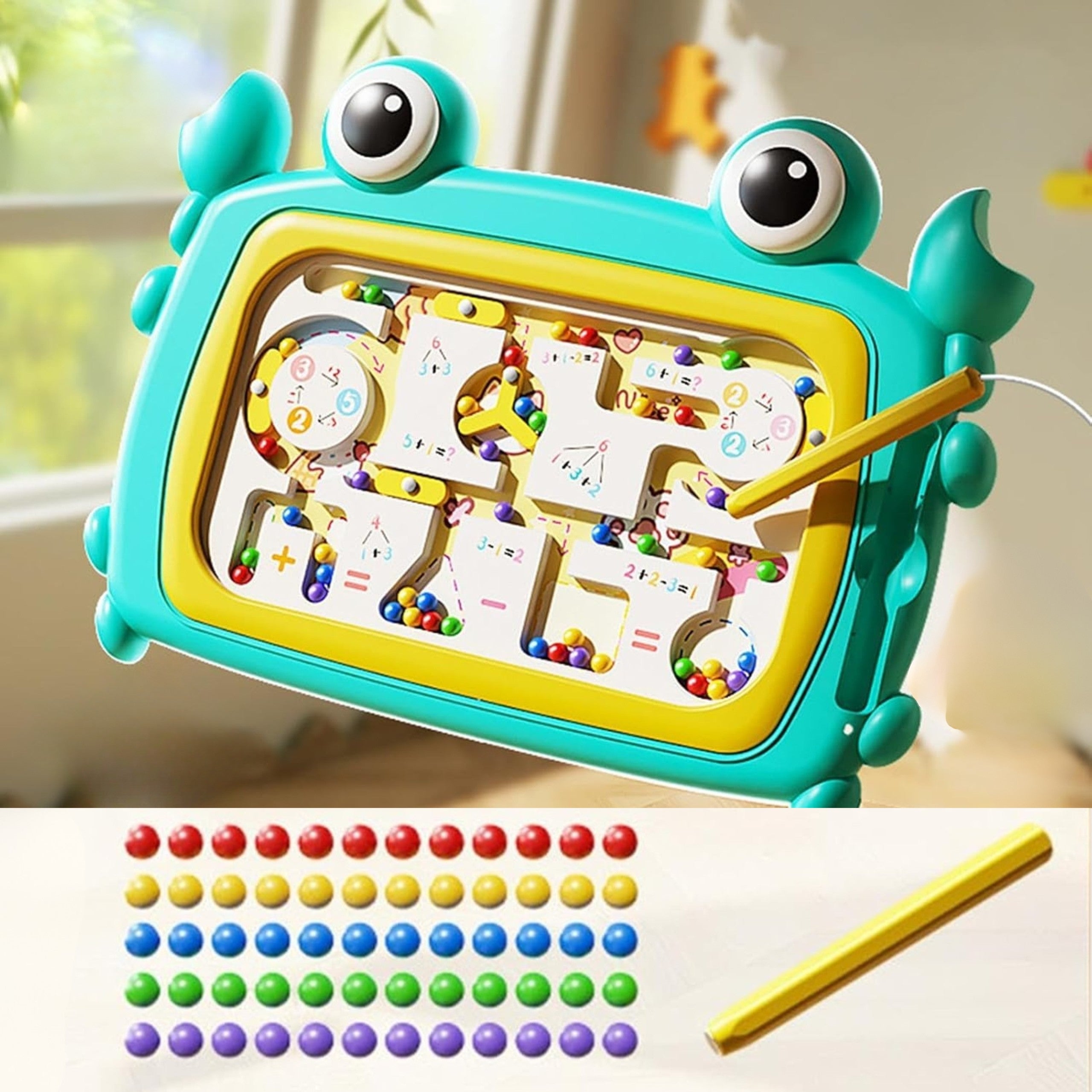 Placă magnetică Woopie Montessori Maze Crab Turcoaz