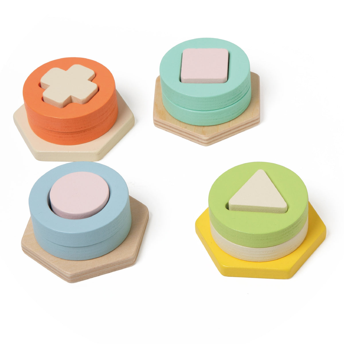 Torre de quebra-cabeça clássica do mundo Montessori em formato e classificador de cores