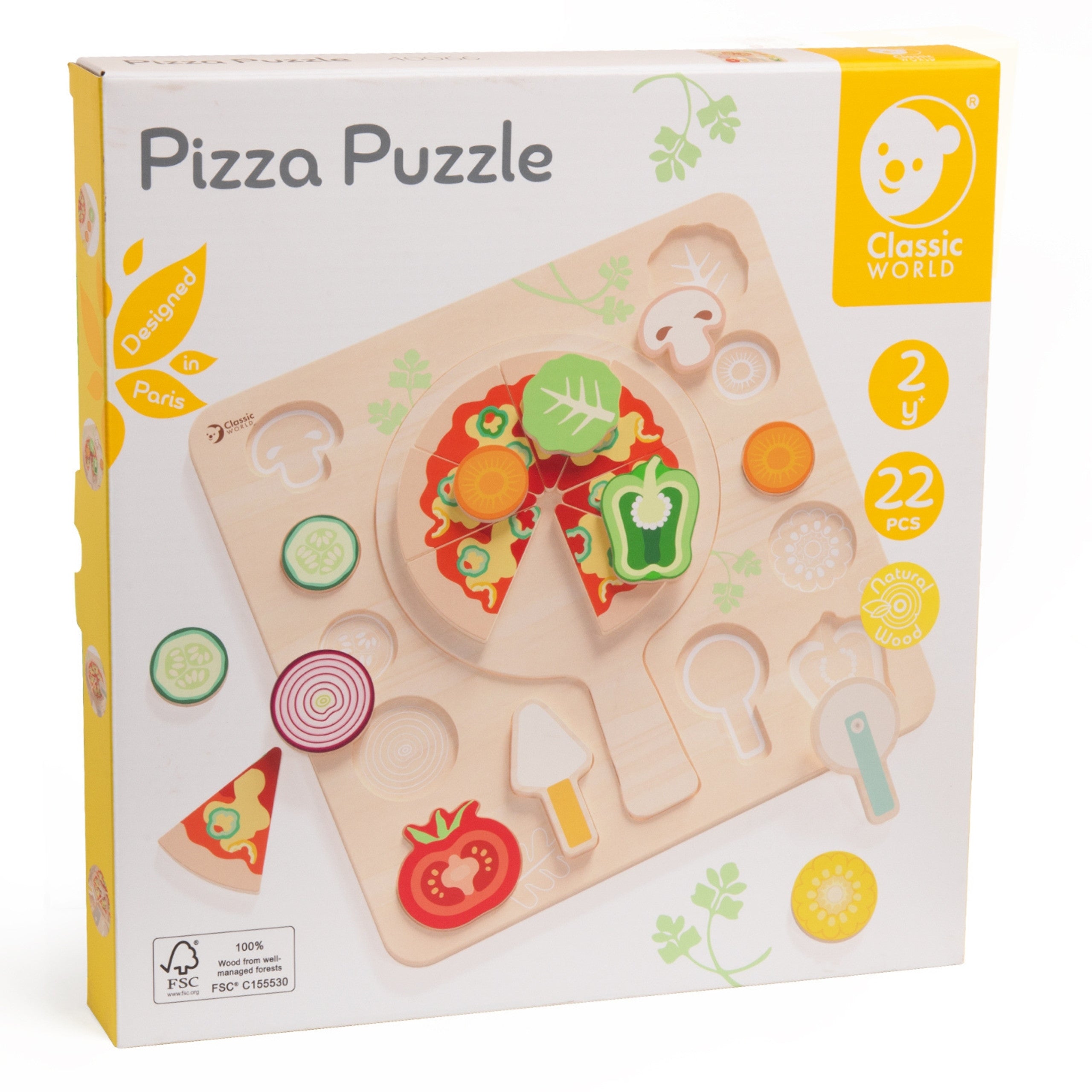 Classic World Houten Pizzasnijder Groentenpuzzel 22-delig.