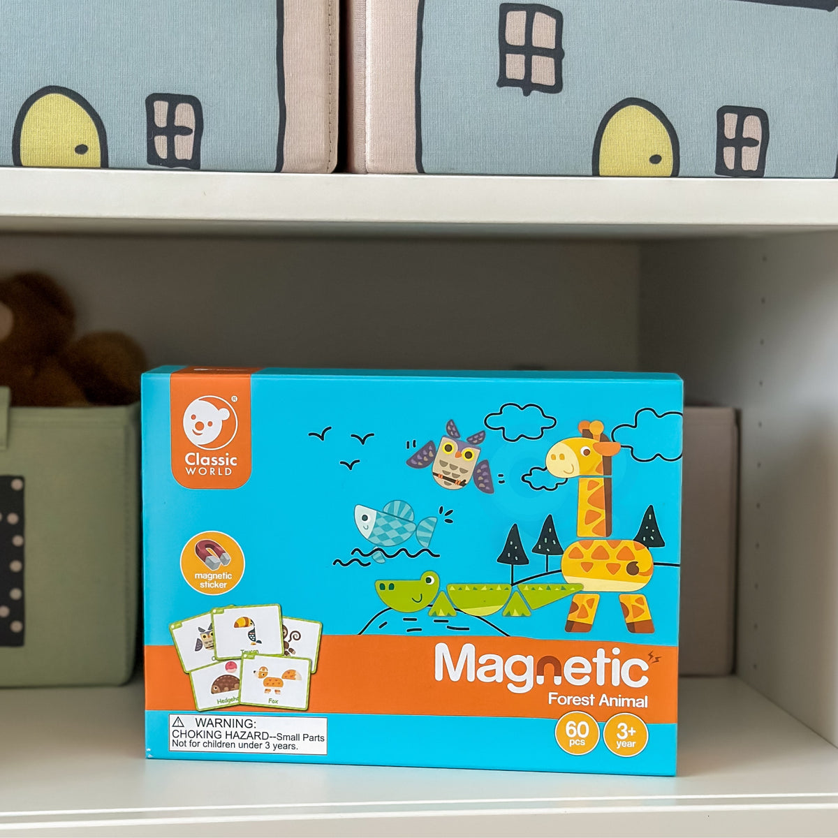 Puzzle magnétique du monde classique, blocs de planche d'animaux, puzzle de mémoire, 60 pièces.