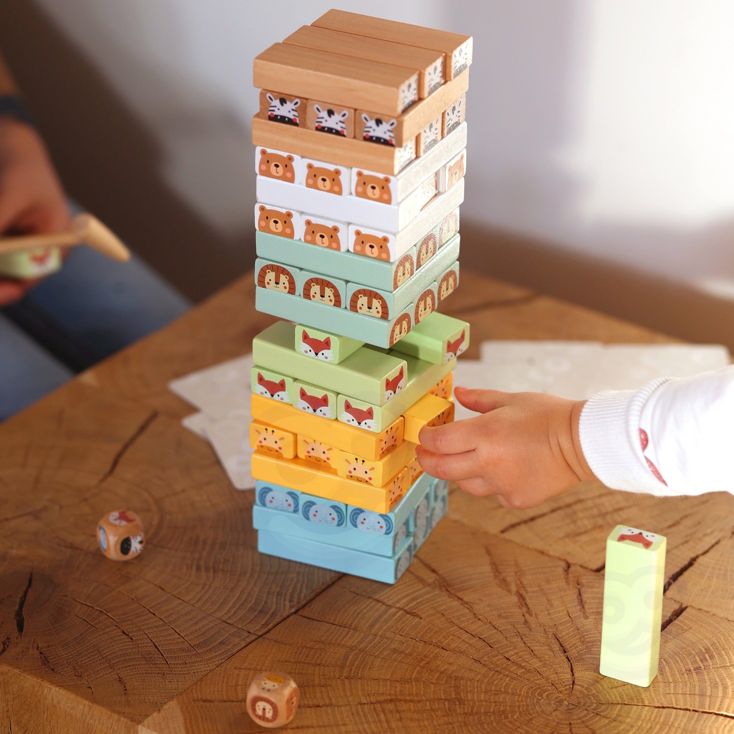 Woopie Green Skill Game Wobbling Tower Animals 82 Pcs Fsc