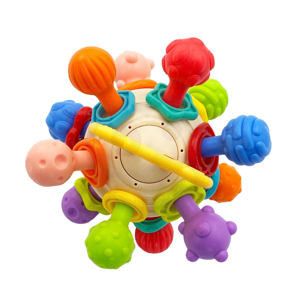 Woopie Baby Mäkká hrkálka 2v1 hryzátka Senzorická hračka pre bábätká 0m+