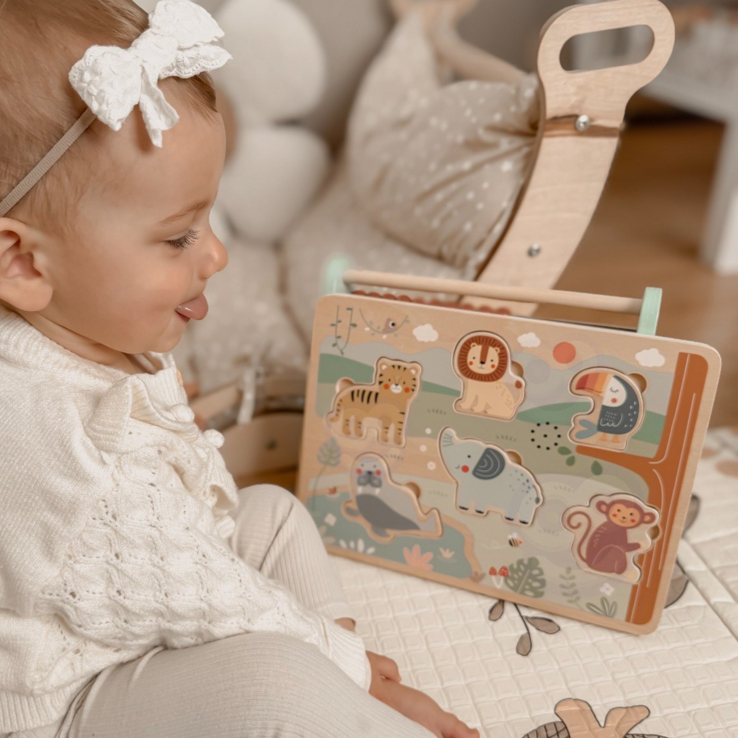 Puzal Tooky Tooky Adhmaid Montessori Puzal Fuaime Idirghníomhach Ainmhithe Fiáine Safari