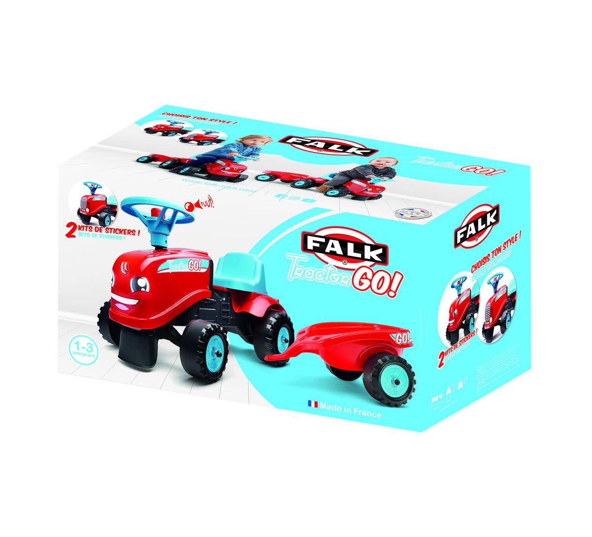 Tractor para montar Falk ¡Go! Con Remolque Rojo 1-3 Años
