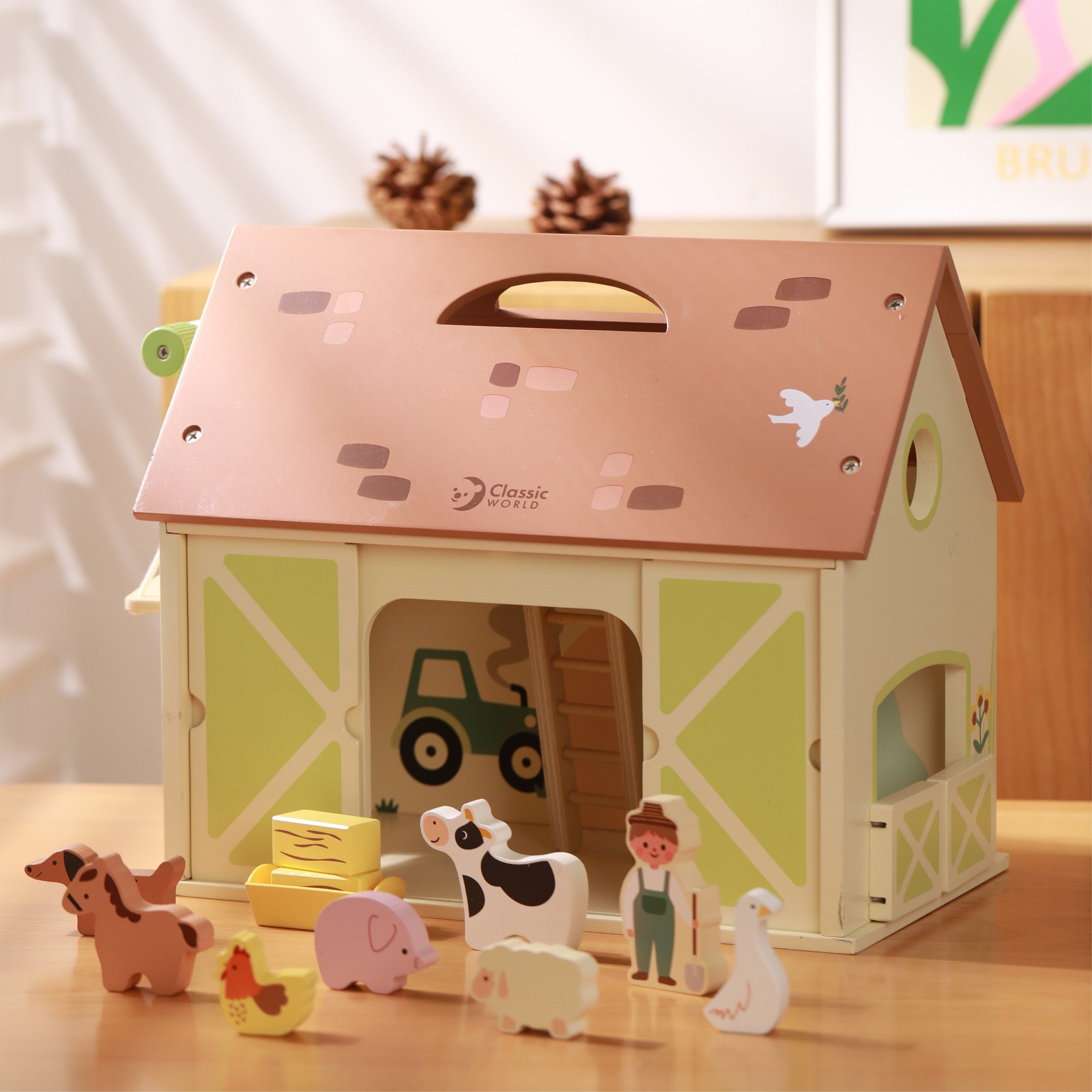 Classic World Wooden Farm House Vintage Figure Set 17 Pcs.