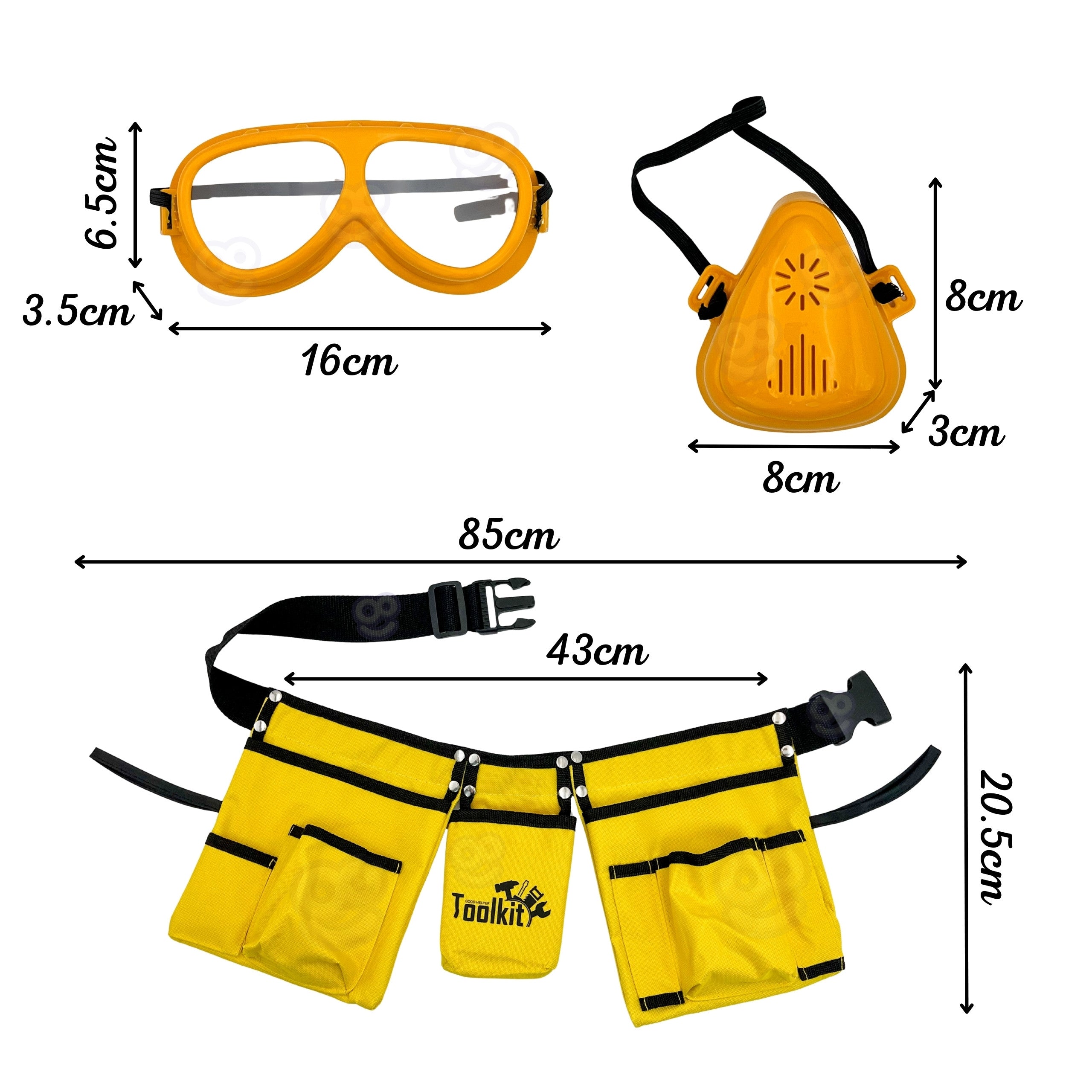 Woopie Little Handyman Tool Set Goggles Screwdriver Tool Belt 16 Pcs.