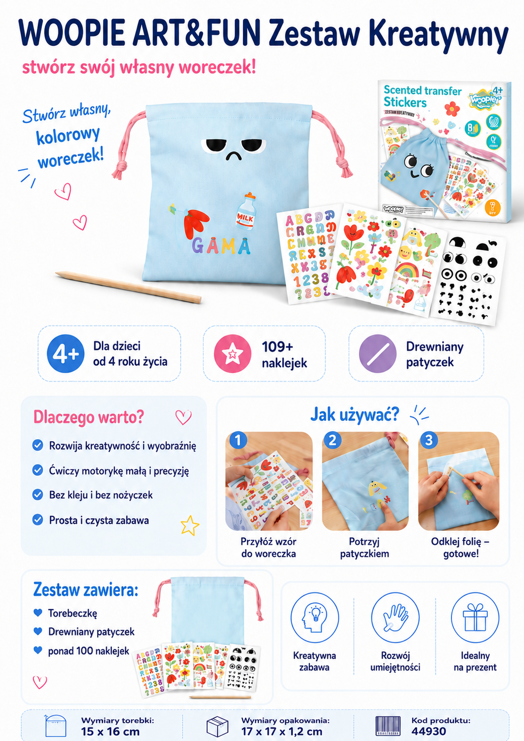 Woopie Art&fun Diy Bag Decorating Kit - Make A Bag With Your Child's Name