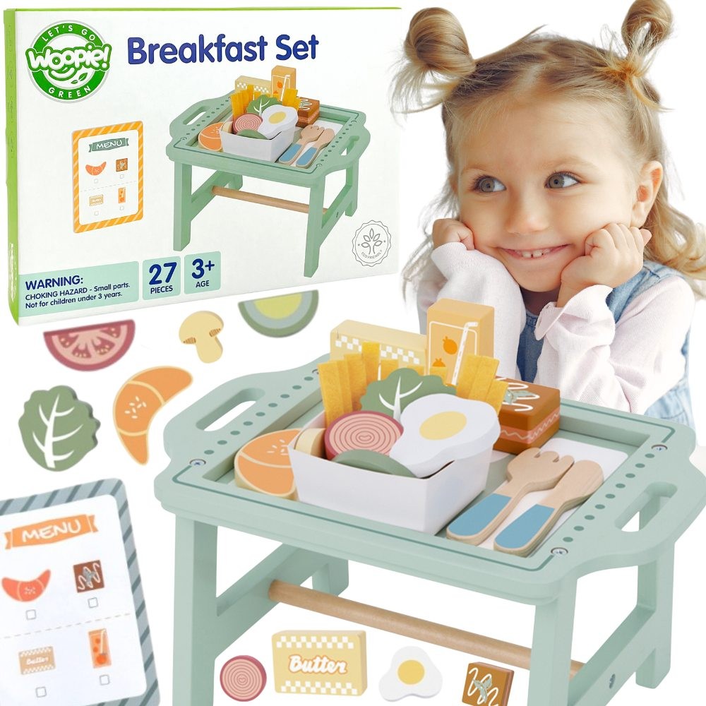 Set De Mic Dejun și Restaurant Woopie Green - Joc De Comandă Cu Tavă și Accesorii