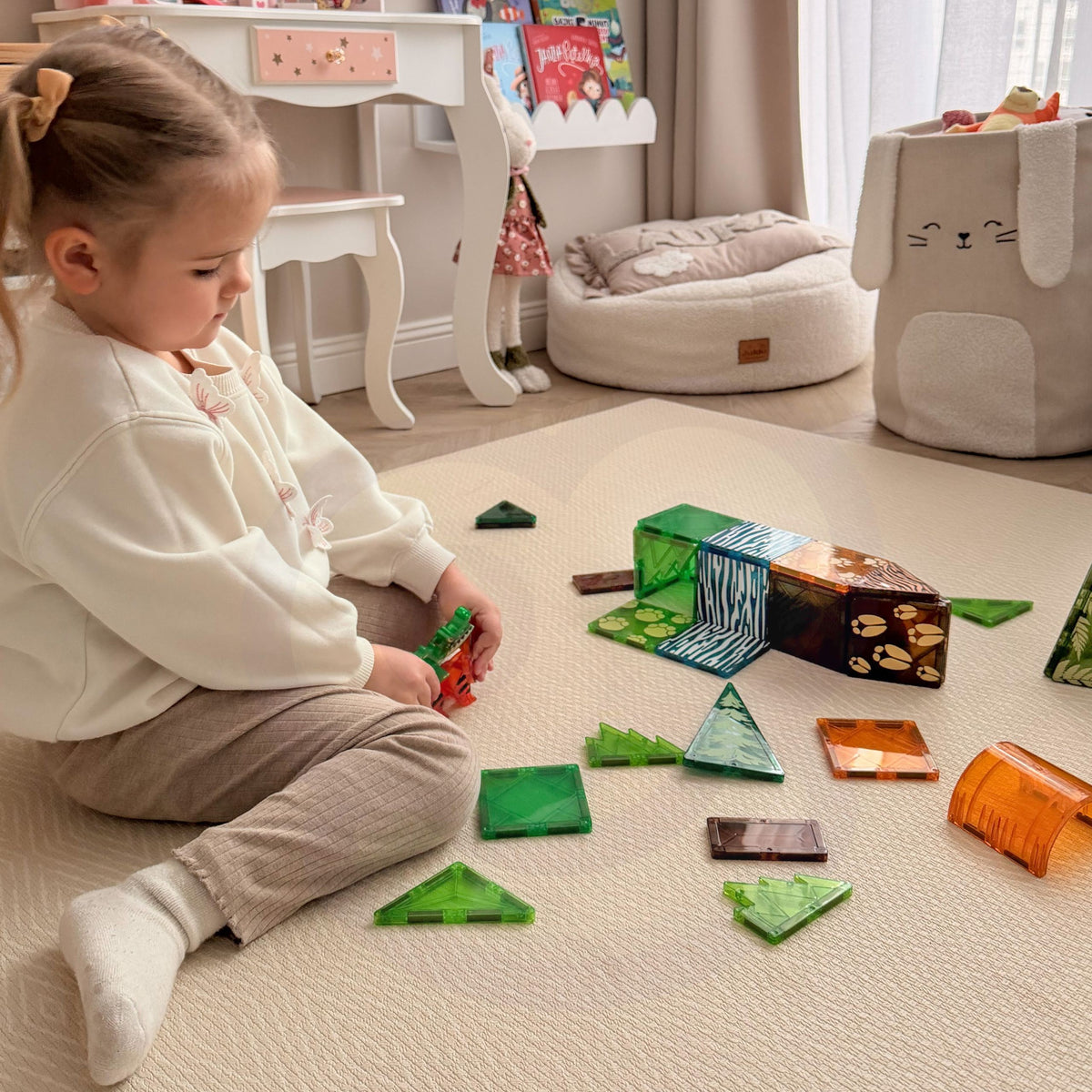 Woopie Magnetyczne klocki konstrukcyjne 3d Zestaw edukacyjny Zwierzęta z dżungli 45szt.