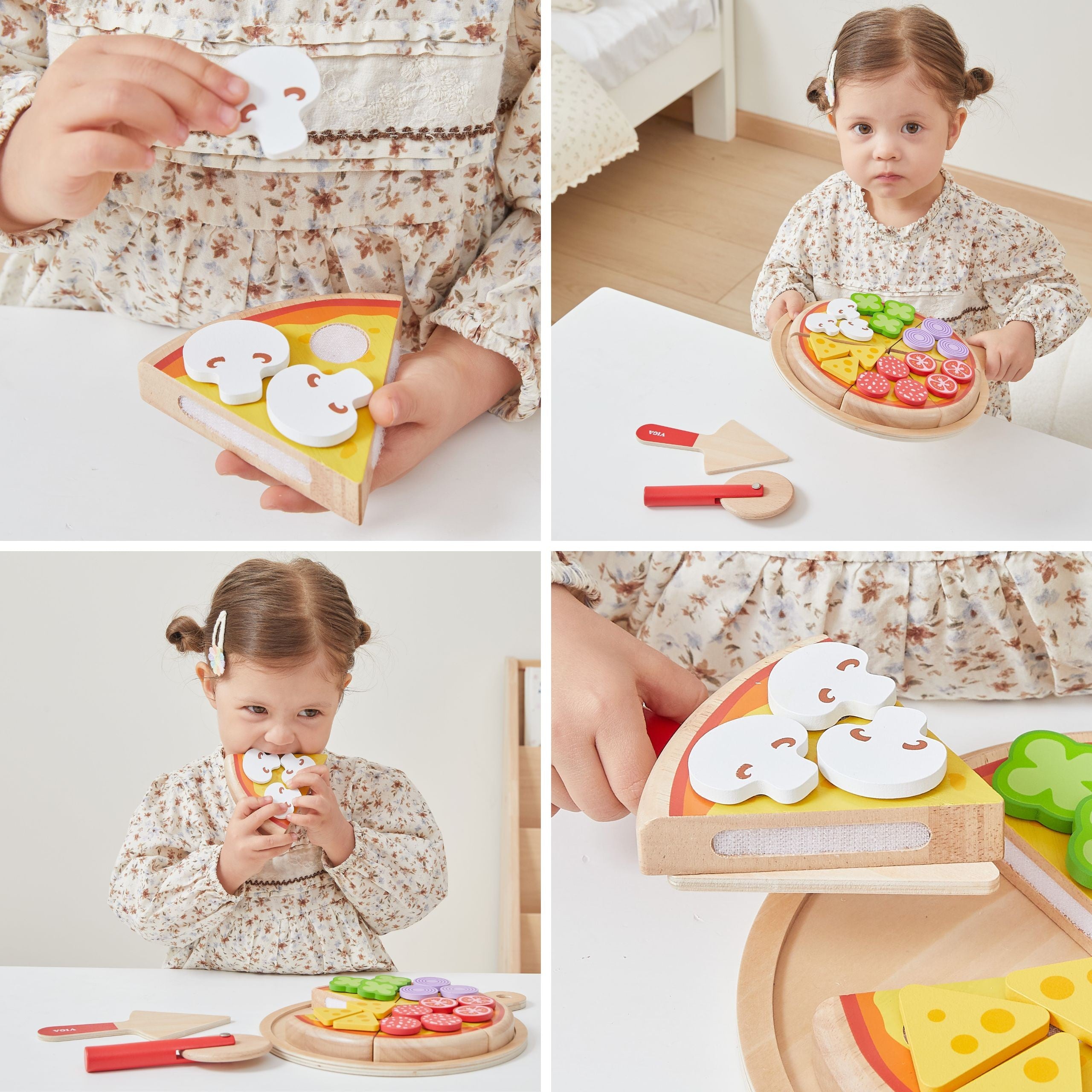 Viga Wooden Pizza Slicer Kitchen Set 27 Pieces For Children 18m+