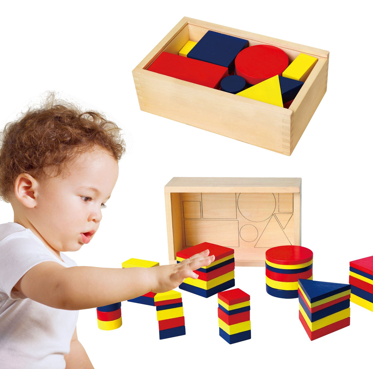 Blocs Dienes en bois figures géométriques Viga Toys Montessori