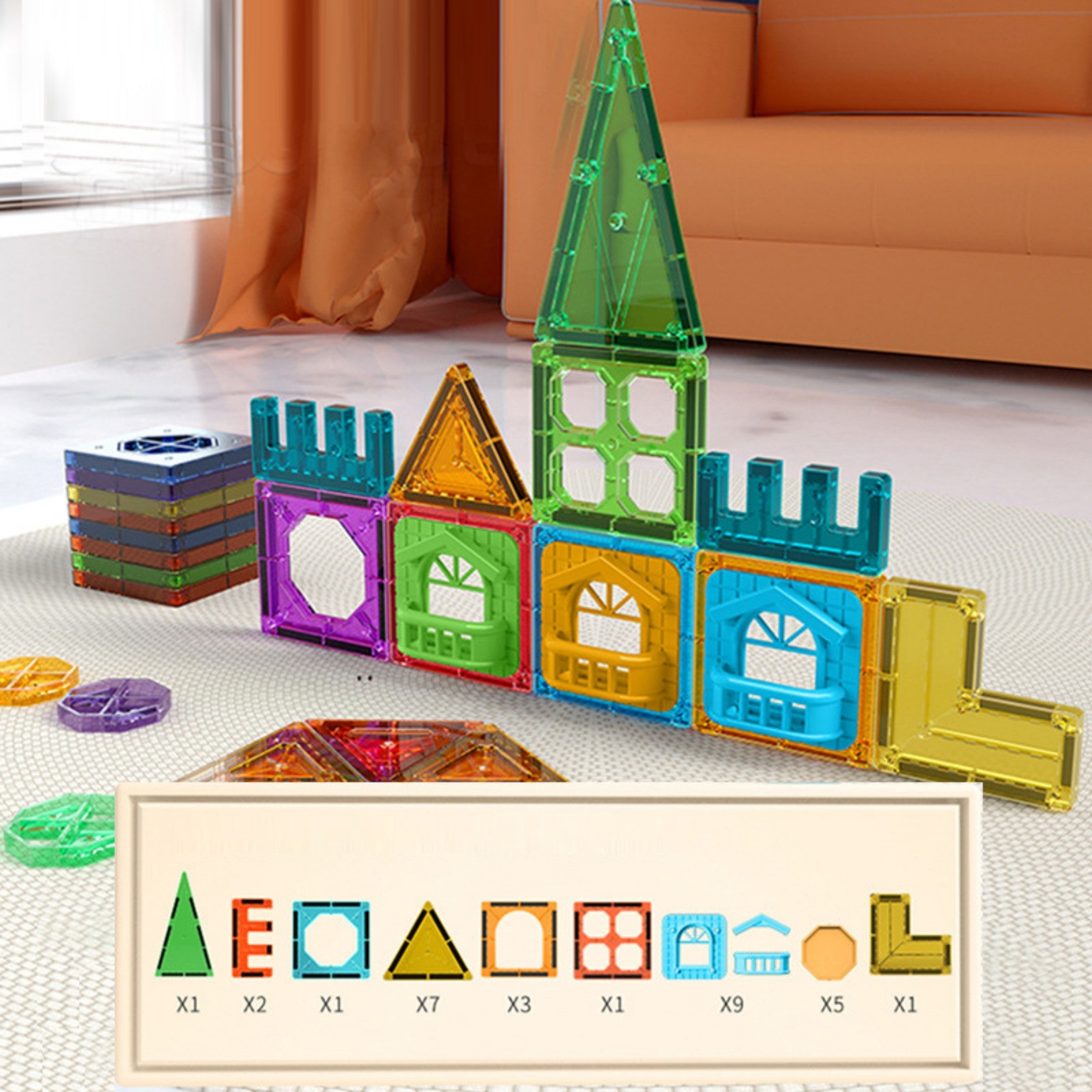 Woopie magnetische constructieblokken 3D-educatieve set kasteel 30-delig.