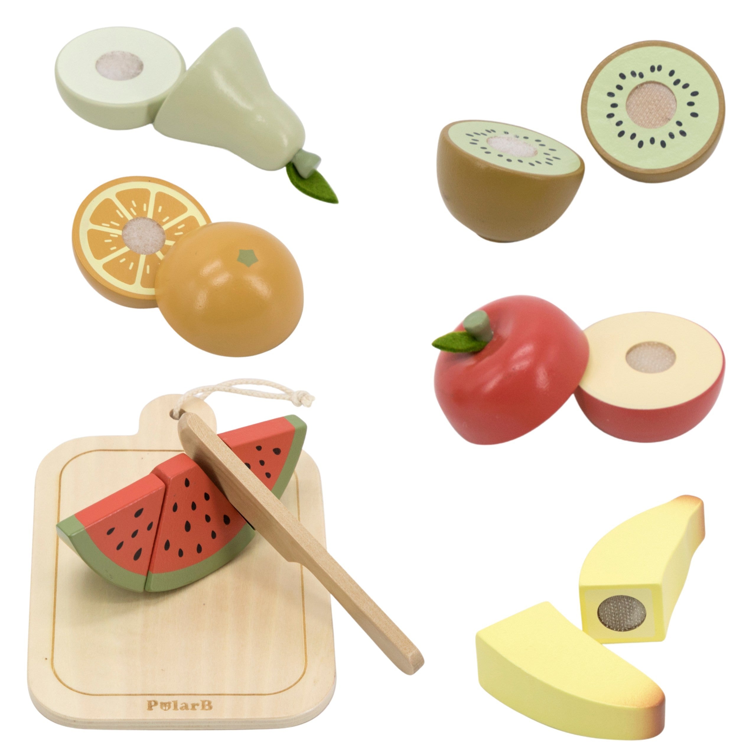 Viga Wooden Fruit Chopping Board Knife Polarb Educational Toy