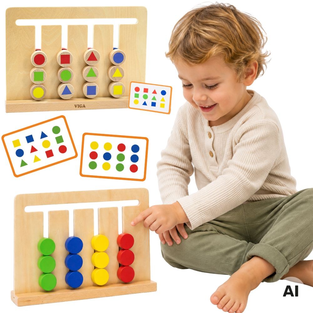 Viga Montessori kleur- en vormpuzzelspel