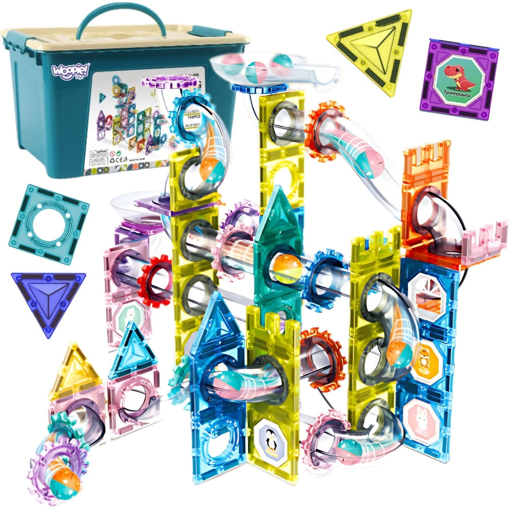 Woopie Magnetic Construction Blocks 3d Educational Set Ball Track 126 Pcs.