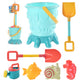 Woopie Set: Bucket Molds Shovels Watering Can For Sand 7 Pcs.