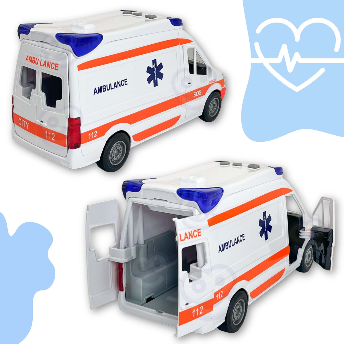Set de targă pentru ambulanță de urgență Woopie + semnale sonore și luminoase