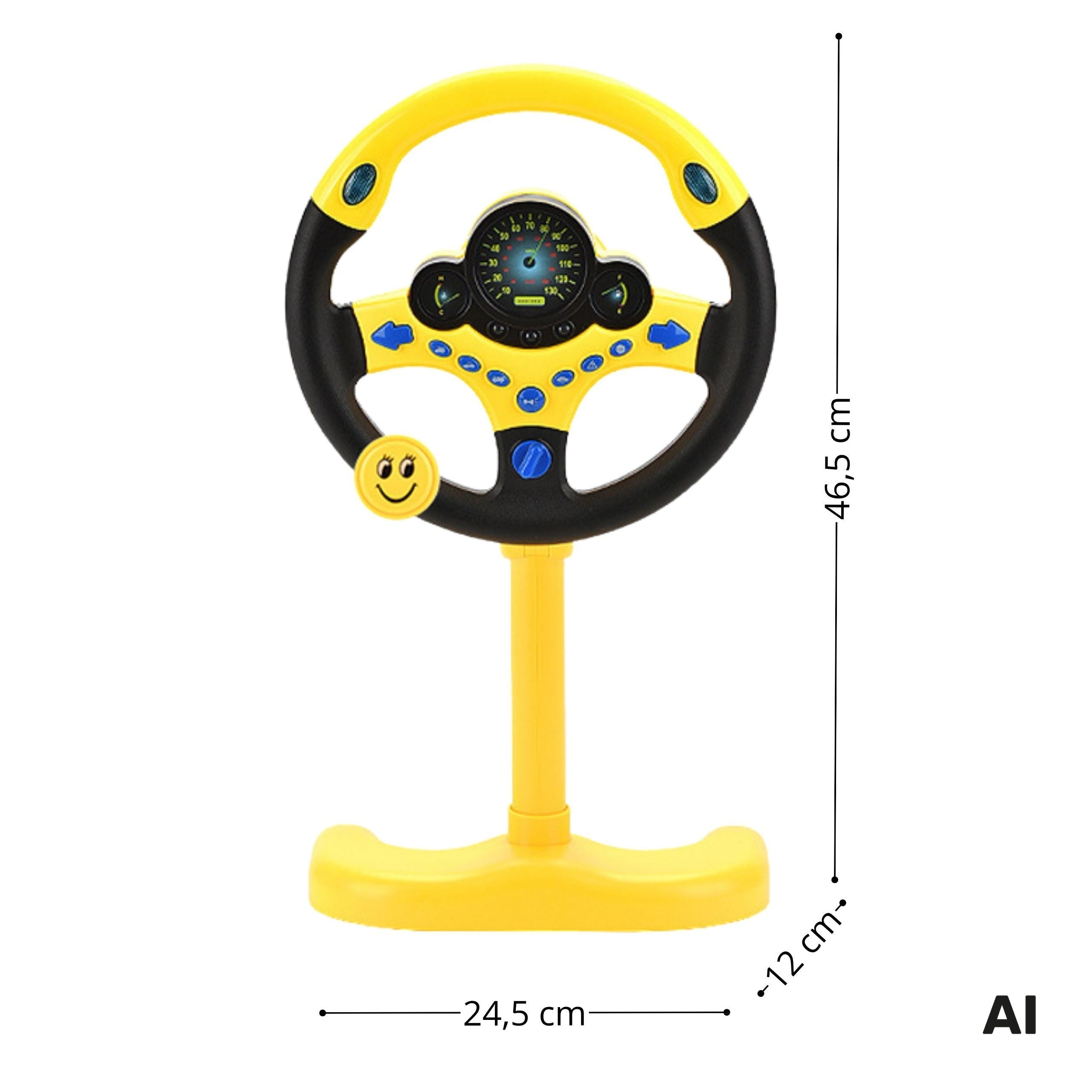Woopie Interactive Car Steering Wheel With Lights Yellow