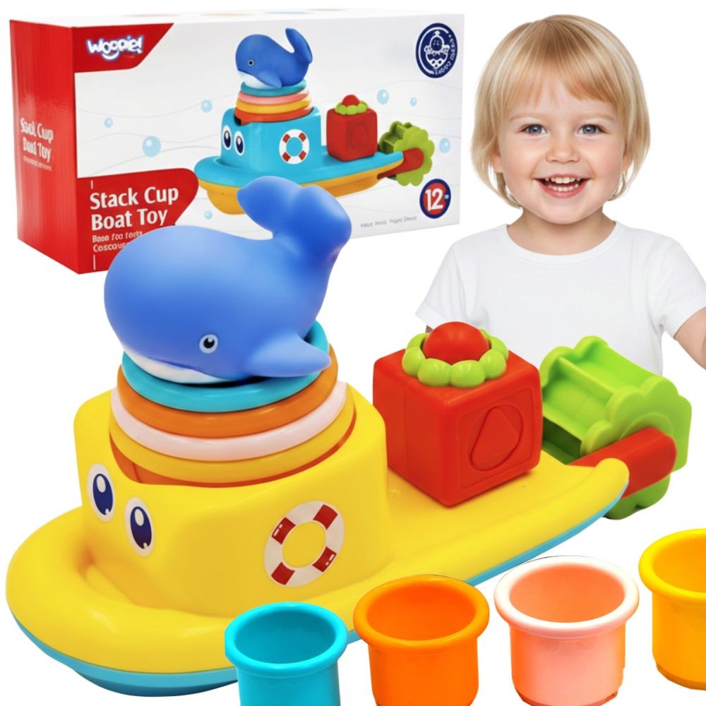 Woopie Baby Water Toy Ship Whale Overflow Cups