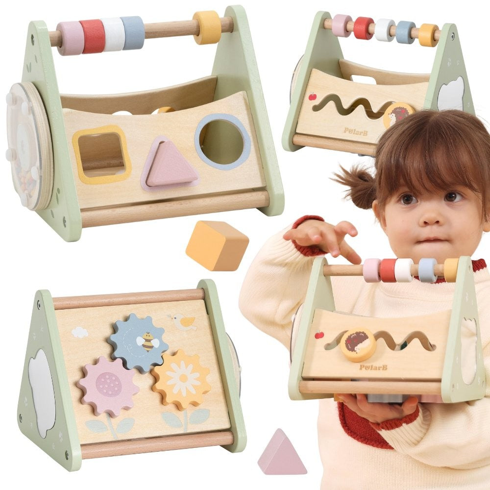 Drewniane puzzle Viga Montessori Sortownik kształtów Klocki Abacus Polarb