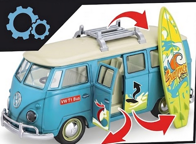 Woopie Classic Surf Bus Car Med Lys Og Lyd Model 1:14