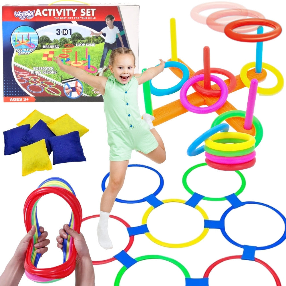 Woopie 3-in-1 Serso Cornhole Hopscotch Bean Bag Комплект за хвърляне