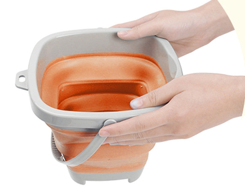 Woopie Falteimer mit Rechen und Schaufel-Set, Orange