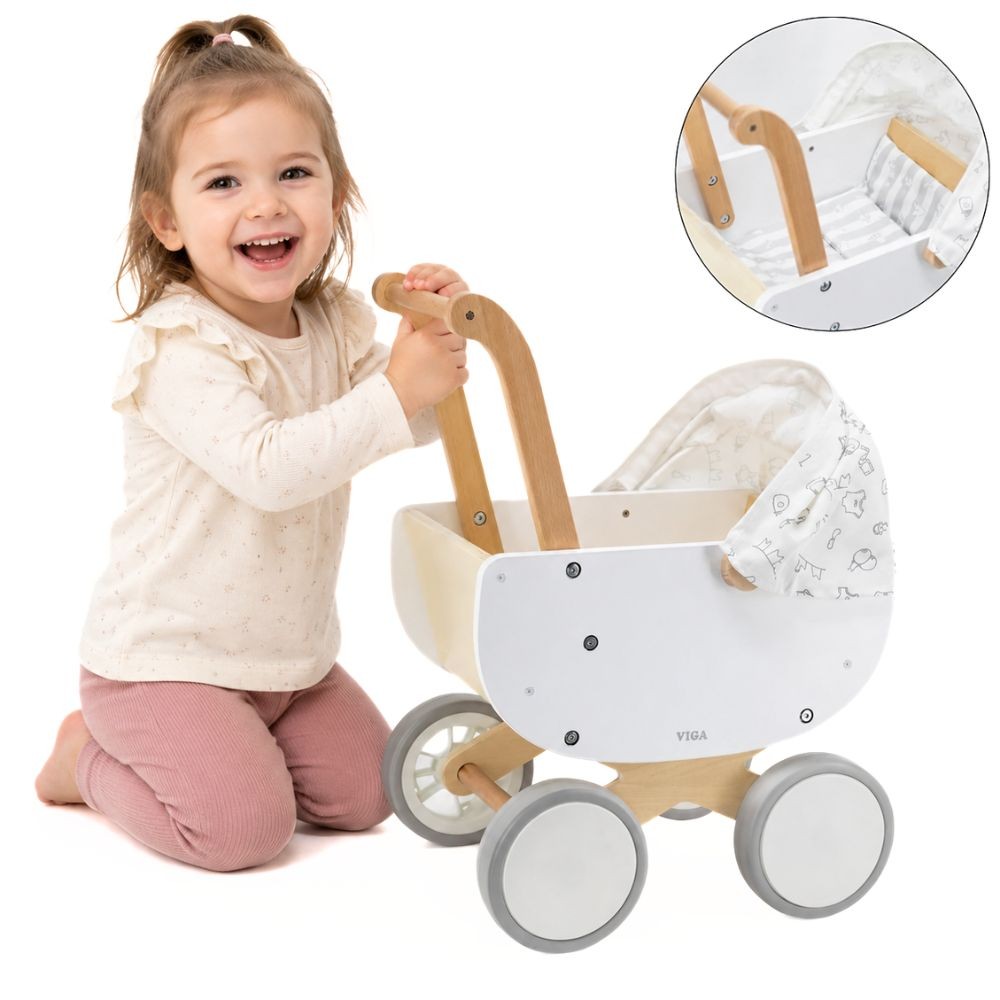 Landau de poupée en bois Viga avec gondole