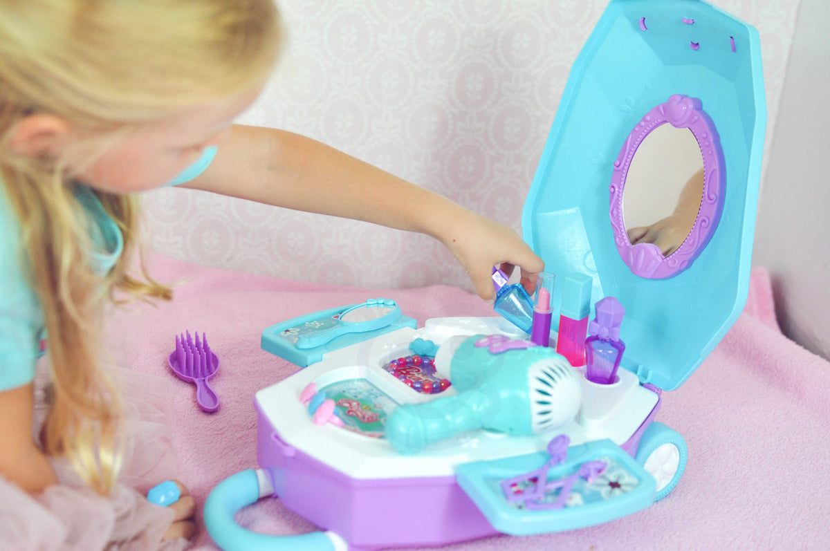 Woopie kaptafel voor meisjes 2 in 1 schoonheidssalon in een koffer