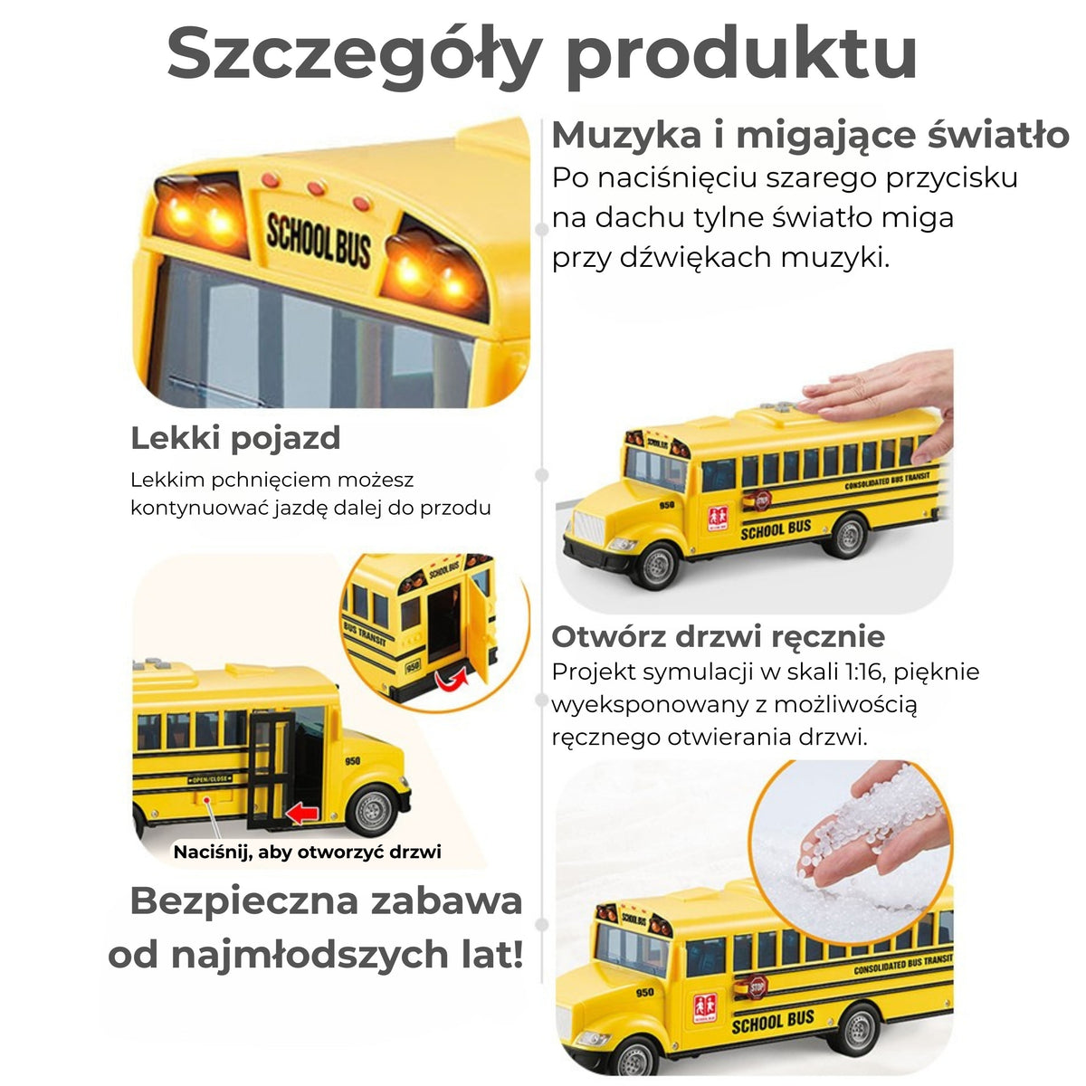 Autobuz școlar electric interactiv Woopie 1:20 Cadou cu sunet ușor