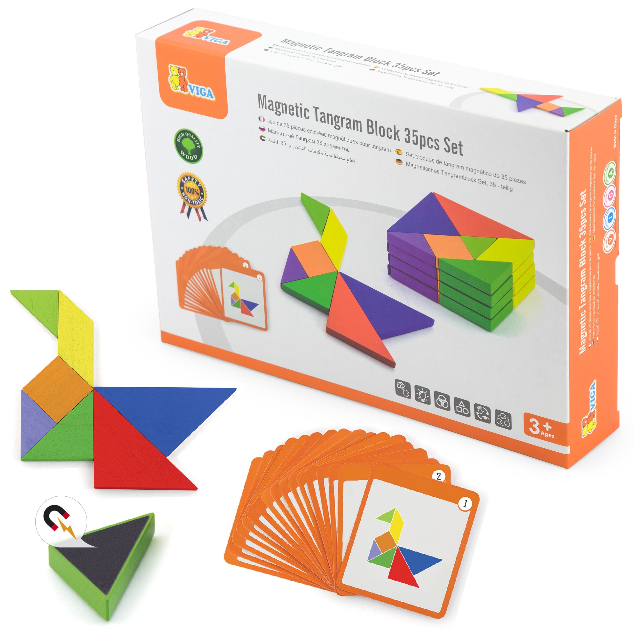 Viga Tangram Juego de lógica de madera Puzzle certificado Fsc