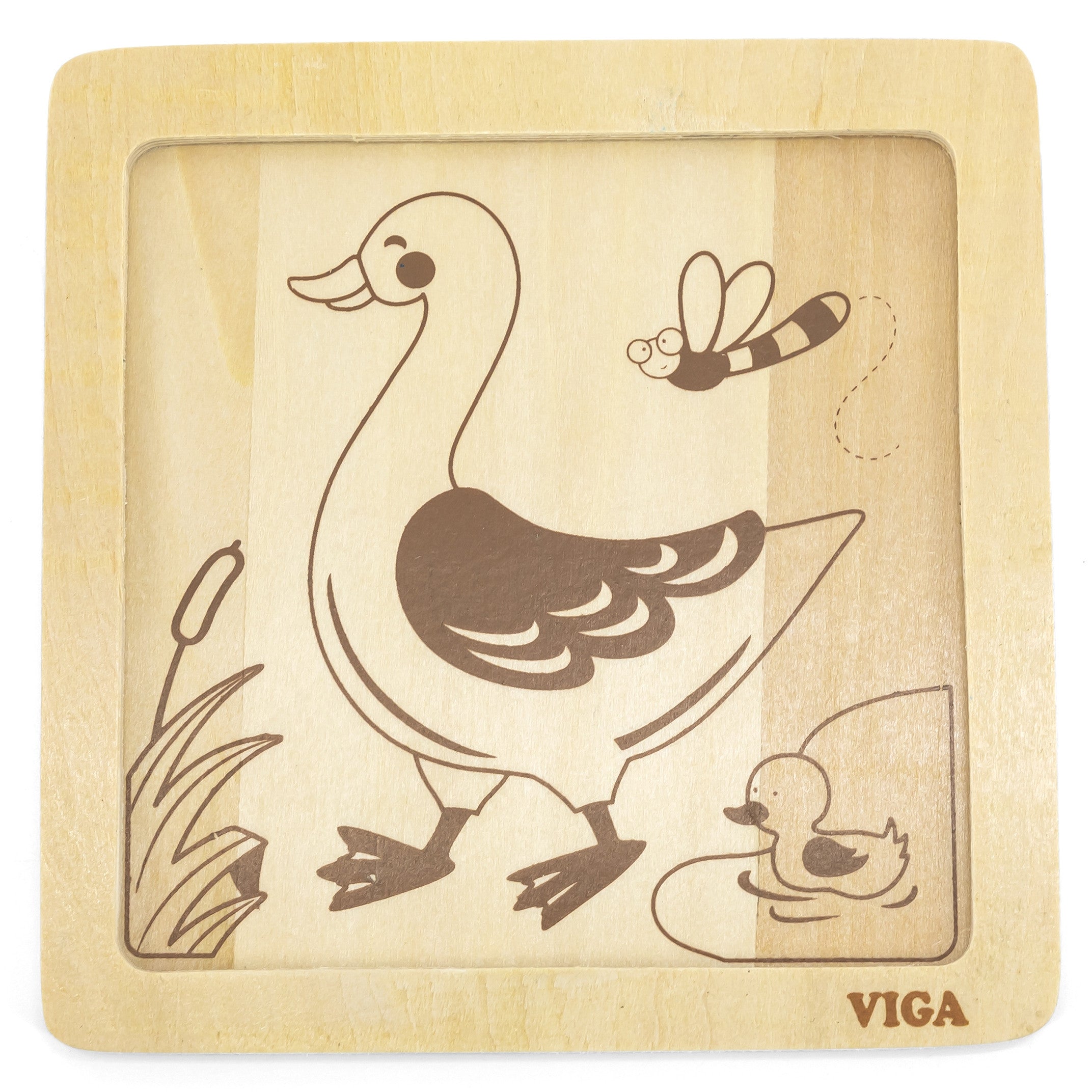 Quebra-cabeça prático de pato de madeira Viga