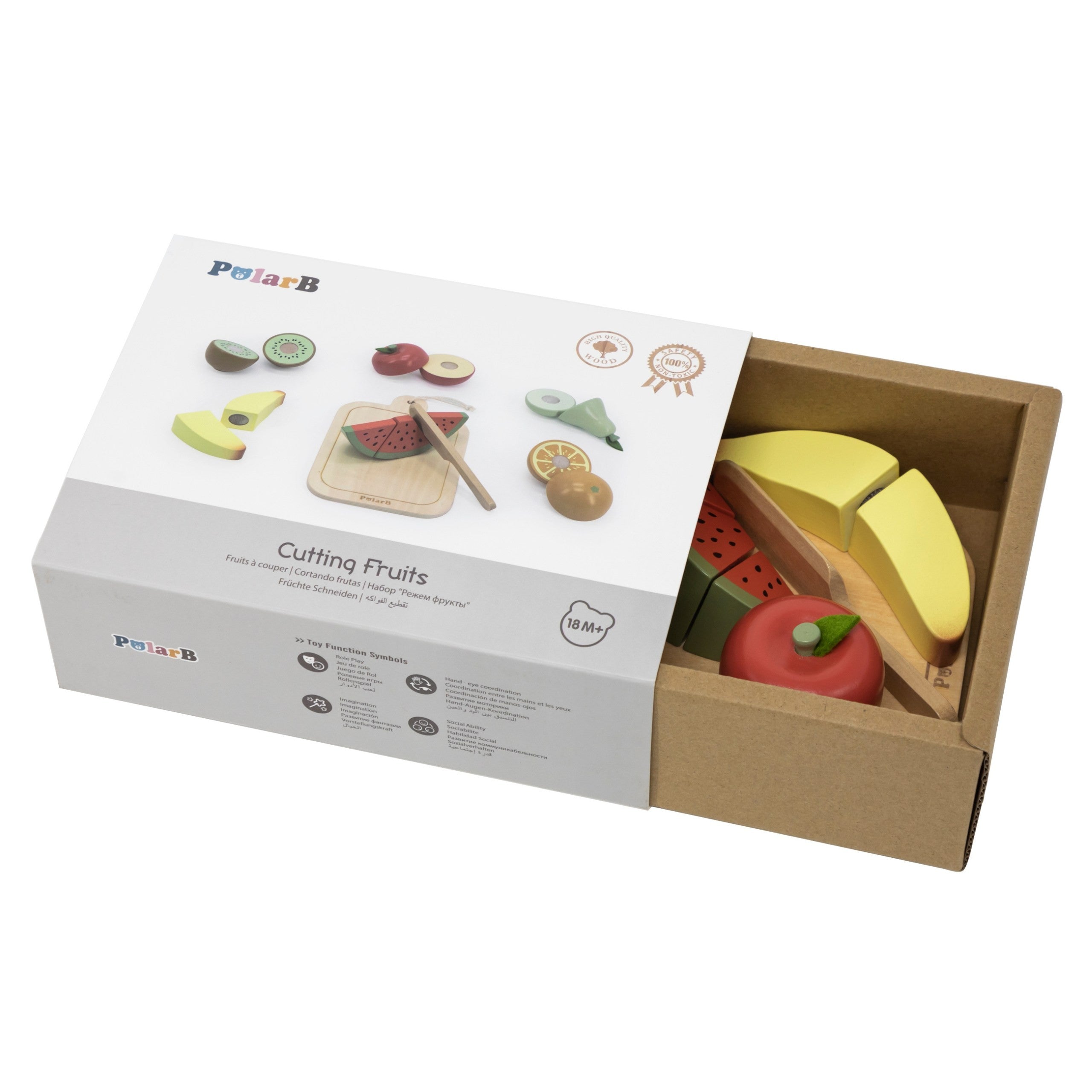 Viga Wooden Fruit Chopping Board Knife Polarb Educational Toy