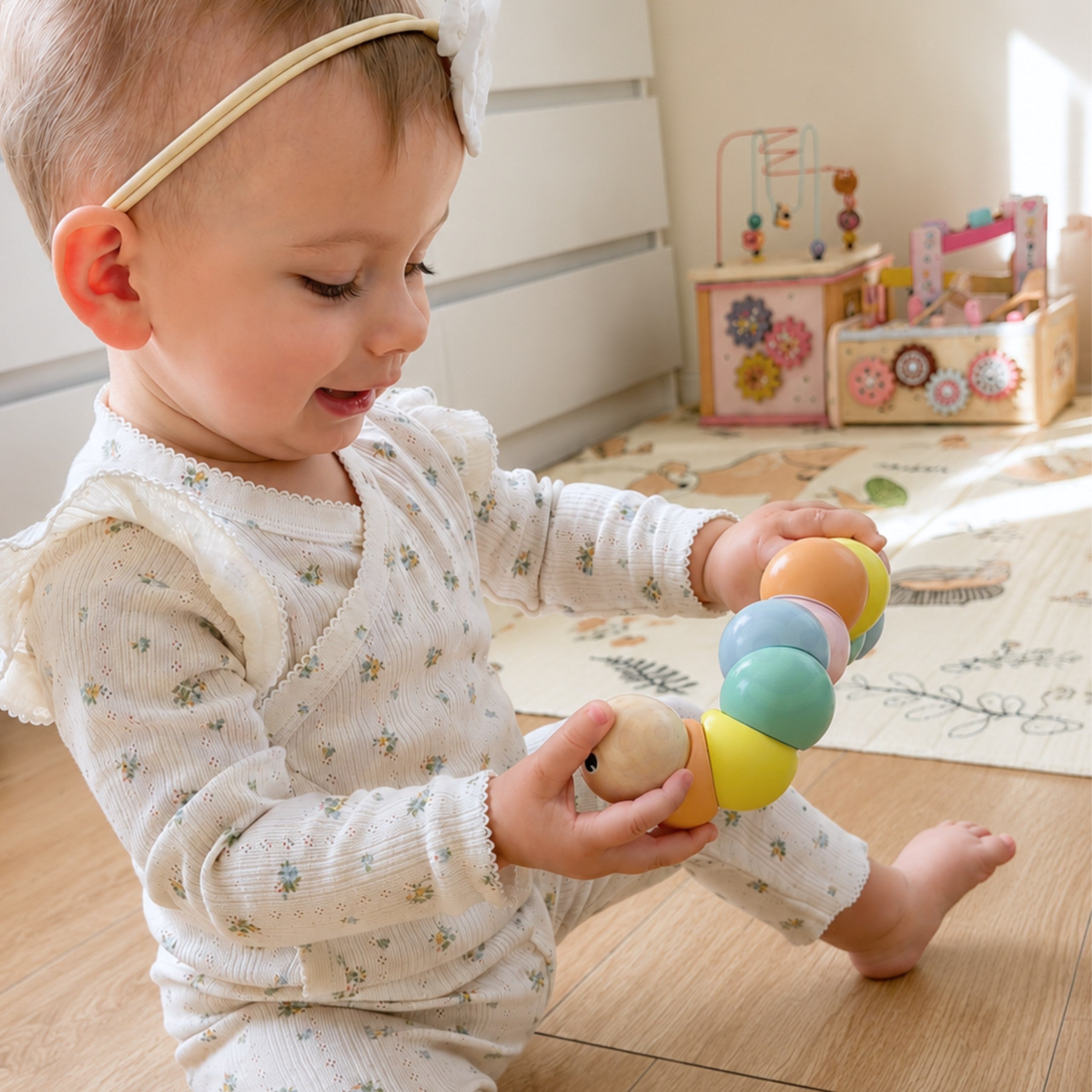 Classic World Wooden Caterpillar Colorful For Bending And Twisting