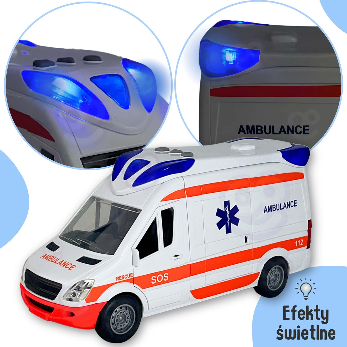 Set de targă pentru ambulanță de urgență Woopie + semnale sonore și luminoase