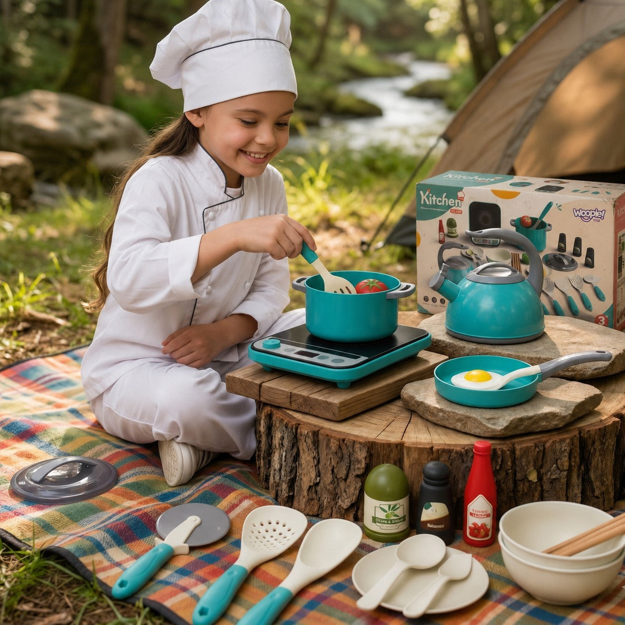 Woopie Little Chef's Set Ollas De Inducción Sartén Hervidor Verde 30 Piezas.
