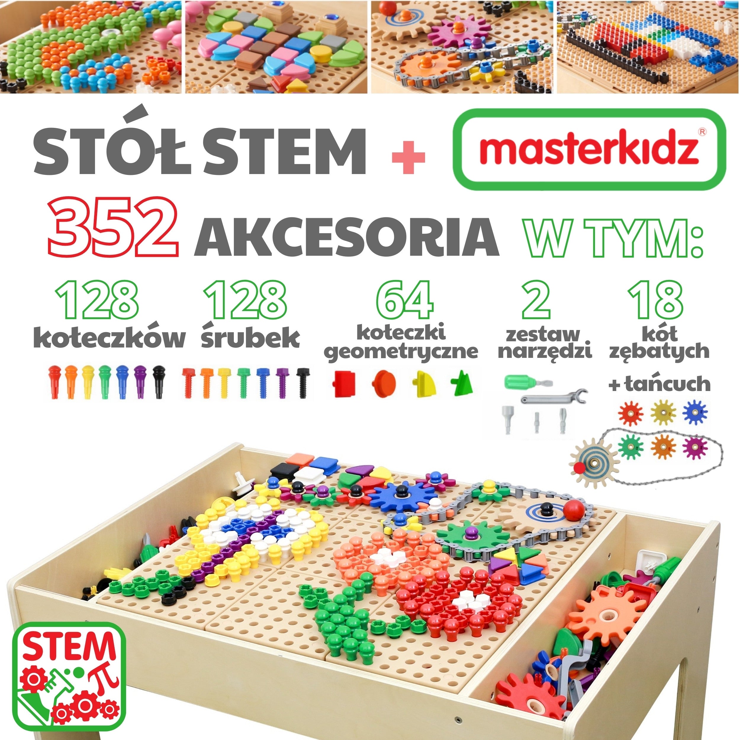 Masterkidz Træ uddannelsesbord + stilk væg tilbehør