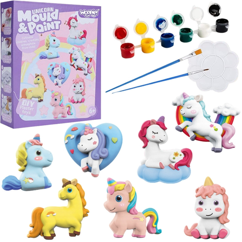Woopie Diy Paint Craft Kit: Make Plaster Cast Figurines And Paint Them - Unicorn Kit