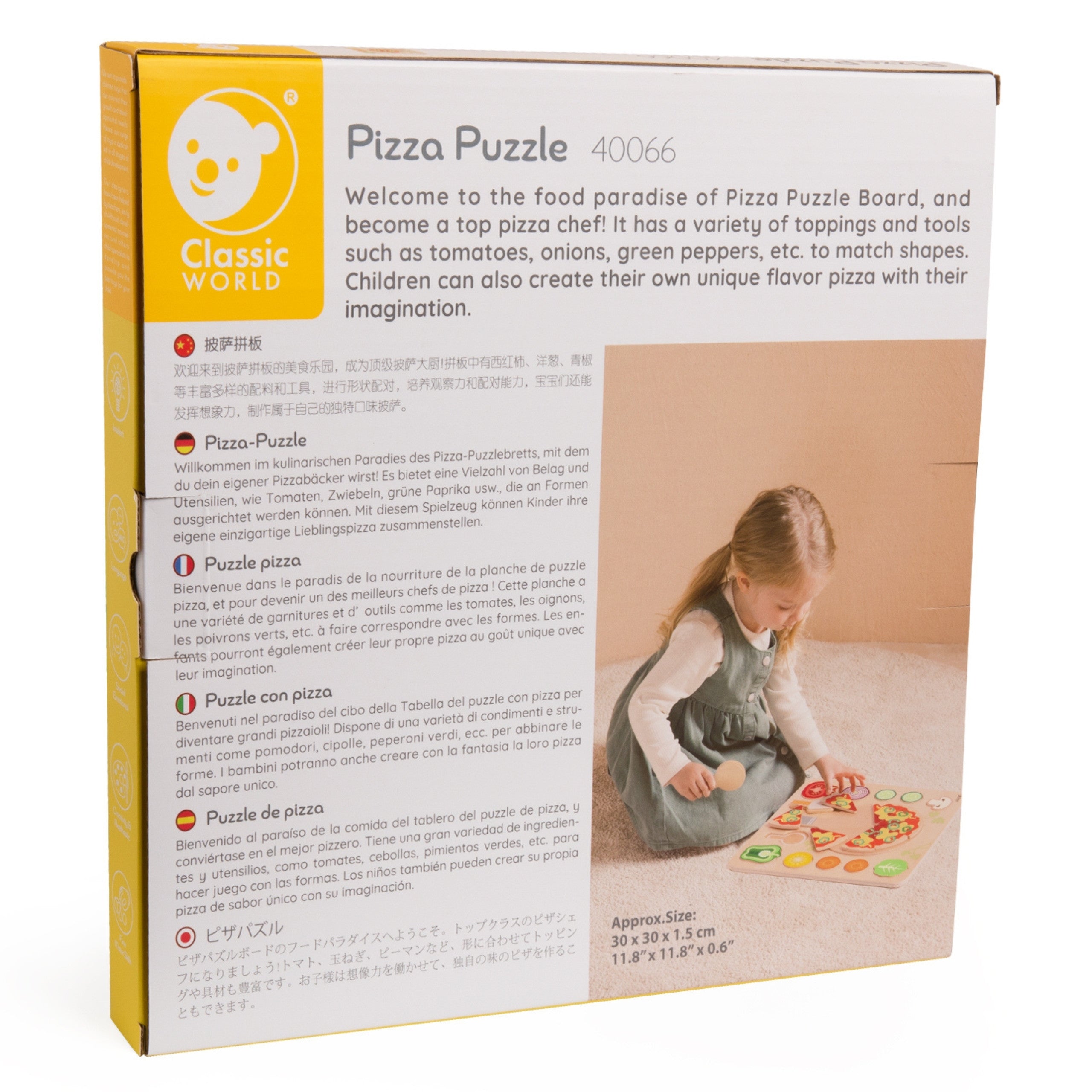 Classic World Houten Pizzasnijder Groentenpuzzel 22-delig.