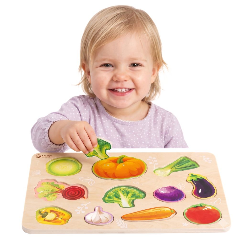 Classic World Wooden Montessori Vegetable Puzzle