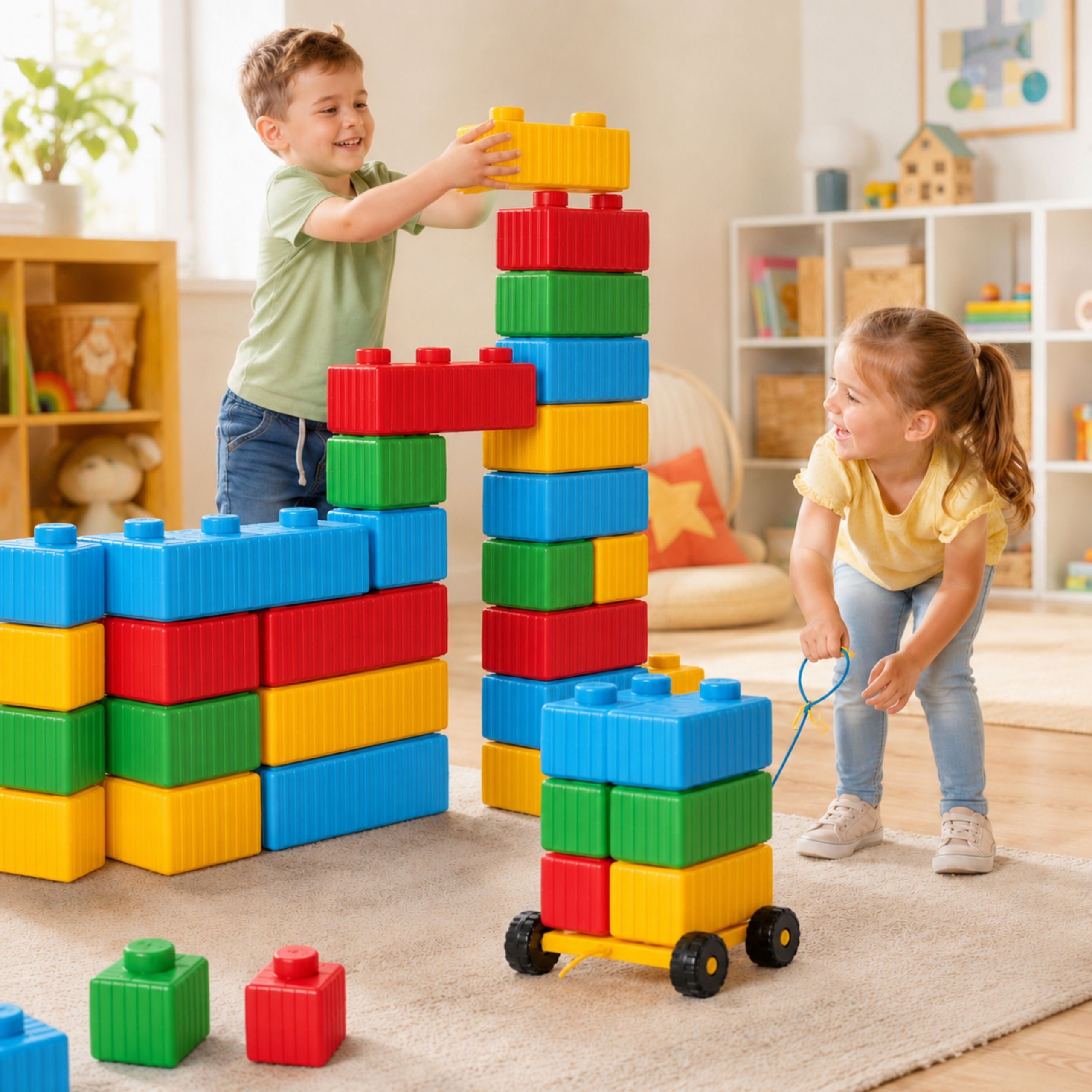 Woopie Costruzioni Blocchi Xxl Set Con Auto 43 Pezzi.