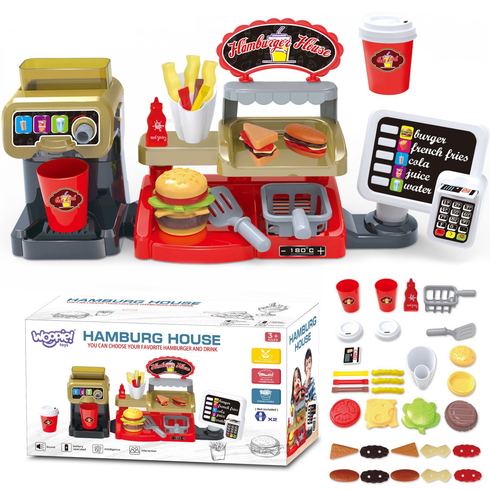 Woopie Fast Food Xxl Shop Caissier de Restaurant + Distributeur de Boissons