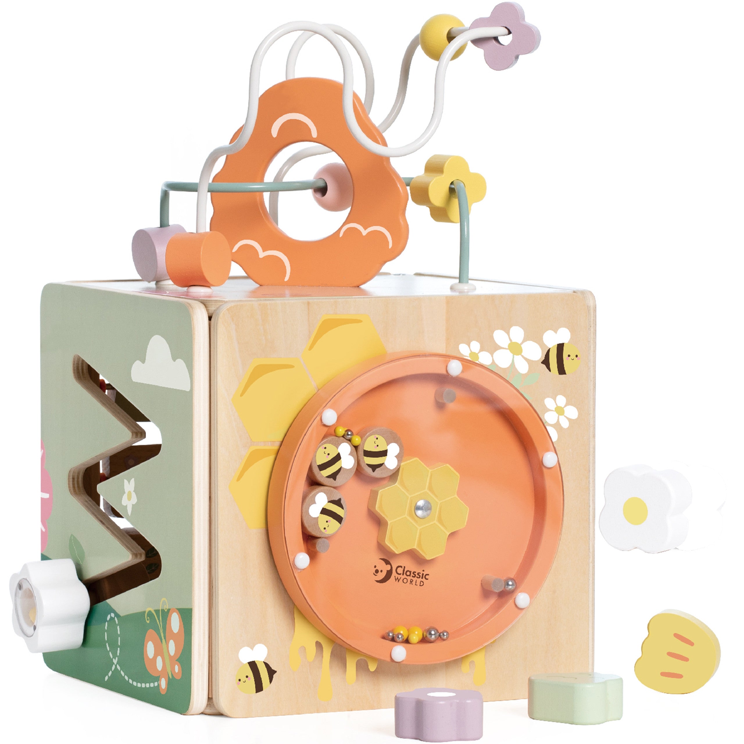 Classic World Wooden 5-in-1 Sensory Educational Cube