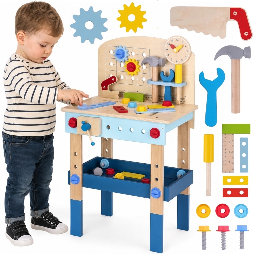 Дървена маса за работилница Направи си сам Tooky Toy
