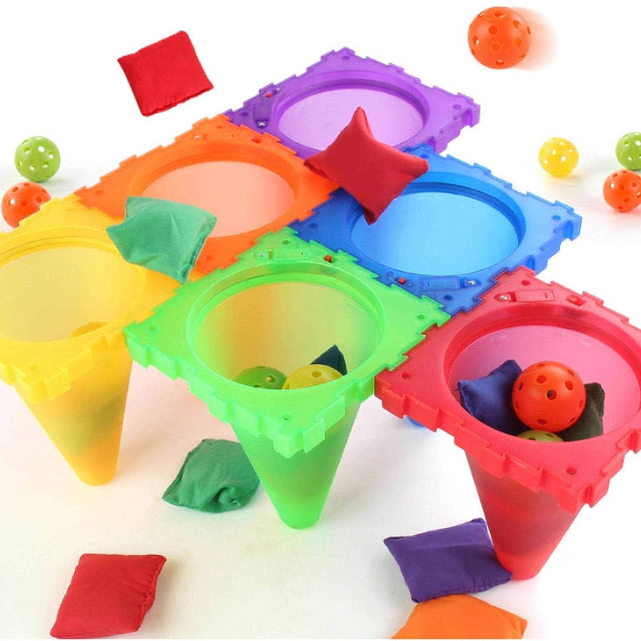 Woopie Garden Game Set 3 In 1 Throw At The Target Cones Hoops Bags 30 Pcs.