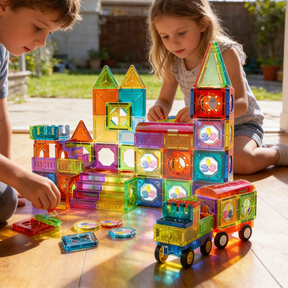 Woopie Magnetic Blocks 3d Set Castle Vehicles 71бр.